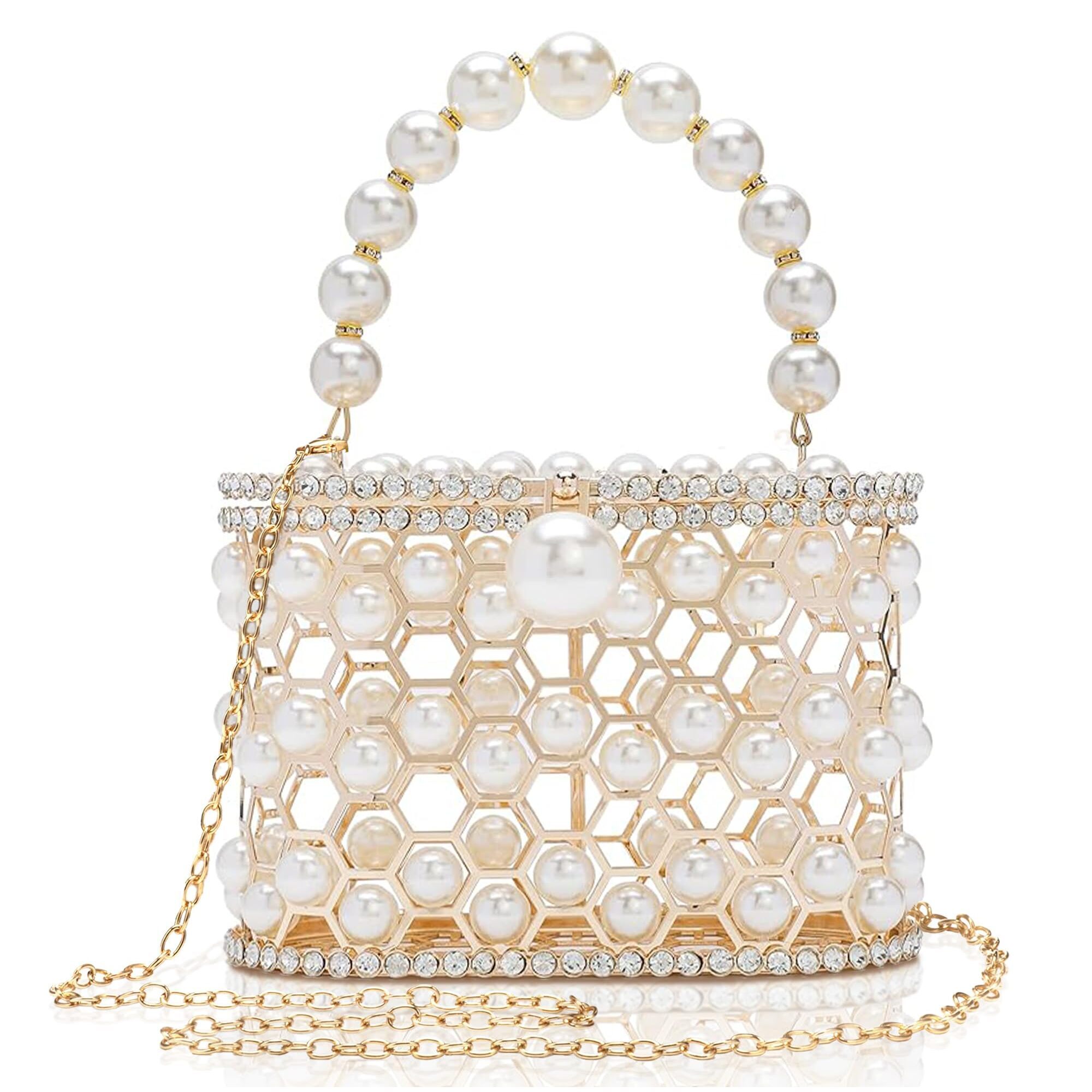 2756 Pearl Evening Handbag Clear Clutch Purses With Diamonds For Wedding